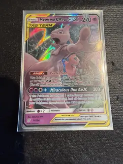 Mewtwo & Mew GX TAG TEAM Ultra Rare Holo 71/236 Sm-Unified Minds Pokemon Card - Image 1