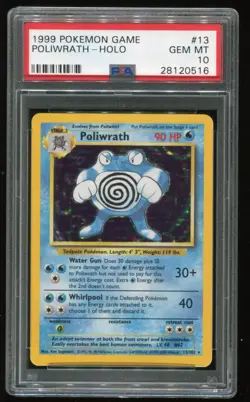 Pokemon Card Poliwrath Holo #13 Base Set 1999-2000 SUPER RARE PSA GEM MINT 10 - Image 1