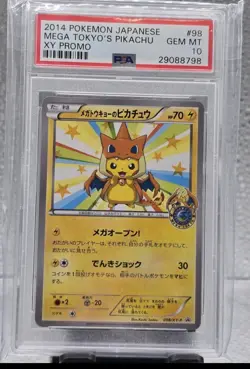 2014 POKEMON JPN XY PROMO #98 MEGA TOKYO'S PIKACHU PSA 10 - Image 1