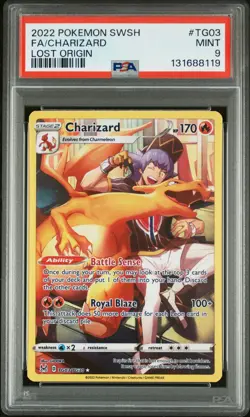 2022 POKEMON SWORD & SHIELD LOST ORIGIN #TG03 FULL ART/CHARIZARD PSA 9 - Image 1