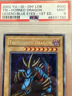 2002- PSA 9 - Yugioh 1st Edition - Secret Rare Tri-Horned Dragon - LOB-000. AE - Image 4