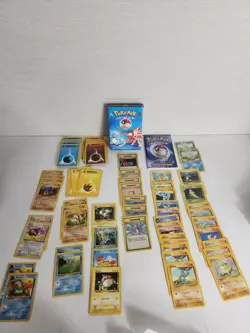 Vtg WOTC Nintendo Base Set 1999 Pokemon Cards Rulebook & Blackout Theme Deck Box - Image 1