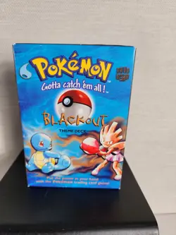 Vtg WOTC Nintendo Base Set 1999 Pokemon Cards Rulebook & Blackout Theme Deck Box - Image 2