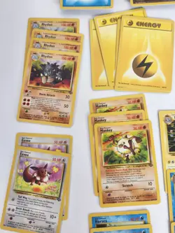 Vtg WOTC Nintendo Base Set 1999 Pokemon Cards Rulebook & Blackout Theme Deck Box - Image 4