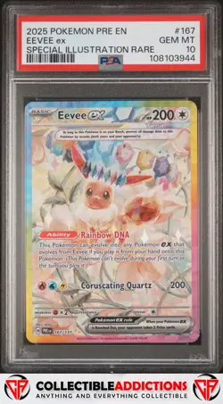 2025 Pokemon Pre En-Prismatic Evolutions #167 Eevee Ex PSA 10 Gem Mint - Image 1