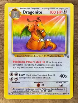 Dragonite - 19/62 - Pokemon Fossil Unlimited Rare Card WOTC LP - Image 1