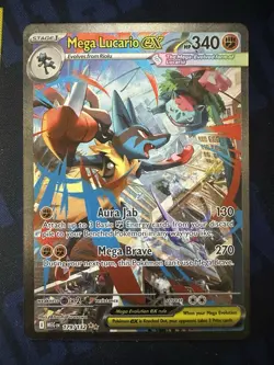 Pokemon Mega Lucario EX Full Art Holo 340 HP Me01 Mega Evolution 179/132 Rare NM - Image 1
