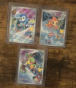 Pokemon First Partner Ascended Illustration Sinnoh Set Chimchar Turtwig Piplup - Image 1