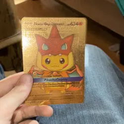 Pokemon PikachuCosplay Gold Metal Foil Full Art MEGA Card 624 English - Image 1