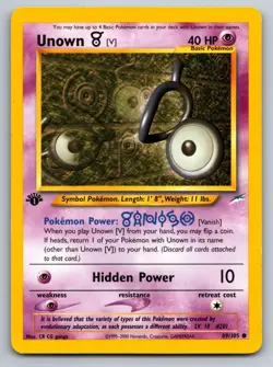 Pokemon Unown [V] Neo Destiny (N4) 1st Edition 089/105 NM - Image 1