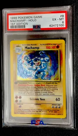 1999 Pokemon Game Machamp Holo 1st Edition #8 PSA EX-MT 6 - Image 1