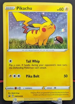 Pokemon Pikachu #SWSH039 English Black Star Promo Cosmos Holo - Image 1