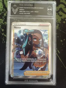 2020 Pokemon SWSH Vivid Voltage Nessa 183/185 Holo Full Art Ultra Rare TCG 9.5 - Image 1