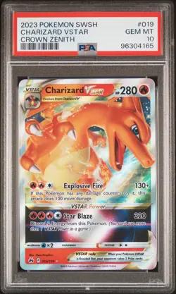 2023 POKEMON SWORD & SHIELD CROWN ZENITH #019 CHARIZARD VSTAR PSA 10 - Image 1