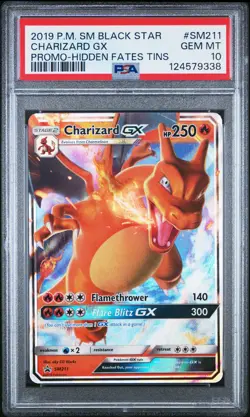 2019 POKEMON SM BLACK STAR PROMO HIDDEN FATES TINS #SM211 CHARIZARD GX PSA 10 - Image 1