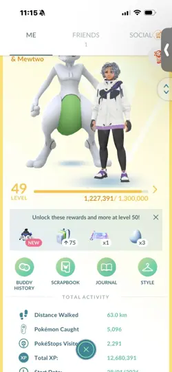 Pokemon Go (Stage 49 ) Shiny Legendary Mewtwo ( 20 Shinys) - Image 1