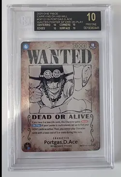 One Piece TCG OP13-119 Portgas.D.Ace Wanted Error BGS 10 Black Label English - Image 1