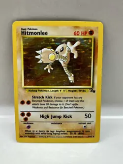 Pokemon TCG Hitmonlee 7/62 Fossil Unlimited Holo Rare Card WOTC Vintage 1999 LP - Image 1