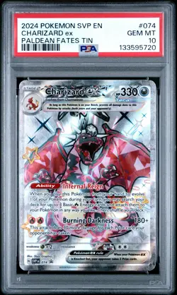 2024 POKEMON SVP EN-SV BLACK STAR PROMO PALDEAN FATES TIN CHARIZARD EX PSA 10 - Image 1