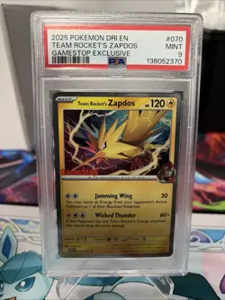 Team Rocket'S Zapdos Gamestop Exclusive Pokemon DRI EN Destined Rivals PSA 9 - Image 1