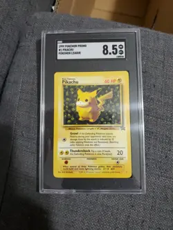 1999 Pokemon League Black Star Promo #1 PIKACHU - SGC 8.5 NEAR MINT Rare - Image 1