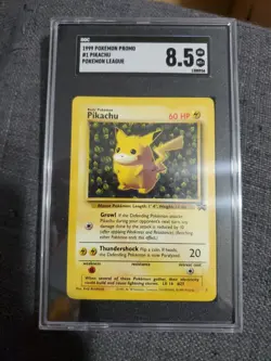 1999 Pokemon League Black Star Promo #1 PIKACHU - SGC 8.5 NEAR MINT Rare - Image 2