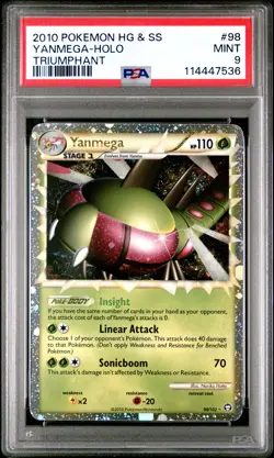 2010 POKEMON TRIUMPHANT YANMEGA PRIME #98 ULTRA RARE HOLO PSA 9 MINT #114447536 - Image 1