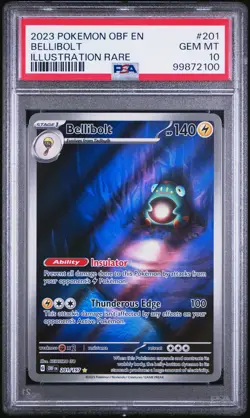 2023 POKEMON OBF EN-OBSIDIAN FLAMES ILLUSTRATION RARE #201 BELLIBOLT PSA 10 - Image 1