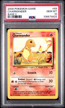 2000 Pokemon Game #69 - Charmander - Gem Mint - Base Set II 2 - PSA 10! - Image 1
