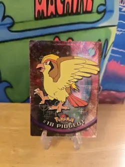 Pidgeot #18 Topps 1999 TV Animation Ed Holo Foil Topps Black Logo Pokemon LP - Image 1