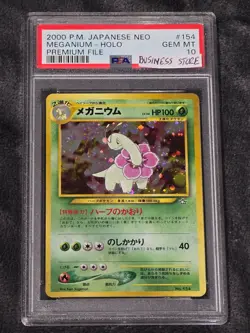 2000 Japanese Pokemon Neo Premium File Meganium Holo #154 PSA 10 GEM MINT - Image 1