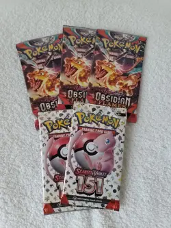 Pokemon Scarlet And Violet 151 Obsidian Flames Booster Pack Sealed (5 Packs) - Image 1