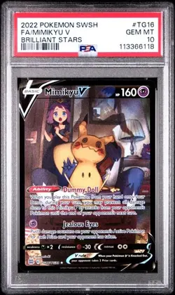 PSA 10 Mimikyu V Full Art TG16/TG30 Brilliant Stars Trainer Gallery Pokemon 2022 - Image 1