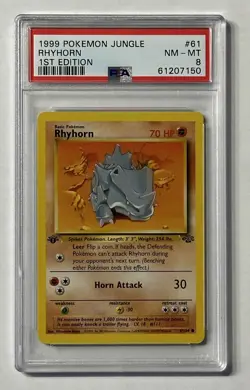 1999 Pokemon Jungle #51 Rhyhorn 1st Edition PSA 8 NM - MT - Image 1