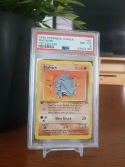 1999 Pokemon Jungle Rhyhorn 1st Edition PSA 8 NM-MT - Image 1