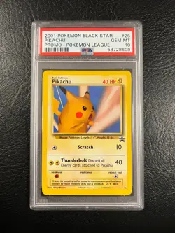 2001 Black Star Promo #26 - Pikachu - Gem Mint - Pokemon League - PSA 10! - Image 1