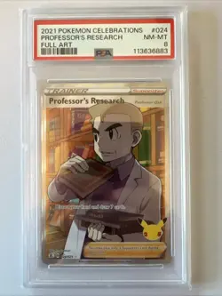 POKEMON 2021 Celebrations Full Art Trainer PROFESSOR'S RESEARCH #024 PSA 8 M - Image 1