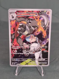 Pokemon Team Rocket's Houndoom 191/182 Illustration Rare Holo Sv10 English - Image 1