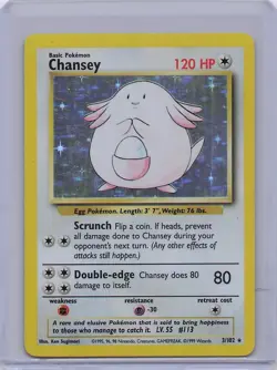 Chansey 3/102 Holo Holo Rare Base Set Unlimited Pokemon Holo MP - Image 1