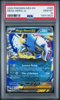 2025 POKEMON MEG EN-MEGA EVOLUTION #086 MEGA ABSOL EX PSA 10 - Image 1