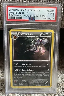 2016 POKEMON BLACK STAR PROMO UMBREON #XY96 COSMOS HOLO PSA 9 MINT #100808478 - Image 1