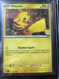Pikachu 51/162, 2026 Pokemon Day Stamped Cosmos Holo Promo, Temporal Forces, NM - Image 1
