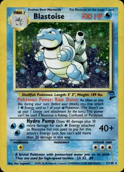 BLASTOISE 2/130 HOLO RARE BASE SET 2 POKEMON HOLO HP - Image 2