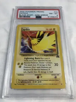 2000 POKEMON #23 ZAPDOS BLACK STAR PROMO AOKI ERROR NM-MT PSA 8 - Image 1