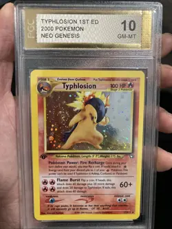 PGC 10 Typhlosion Holo 1st Ed 2000 Pokemon Neo Genesis # 17-Beautiful Swirl - Image 1