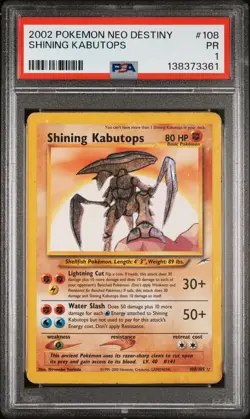 2002 POKEMON NEO DESTINY #108 SHINING KABUTOPS PSA 1 - Image 1