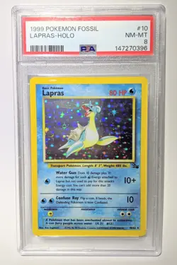 1999 Pokemon Fossil Unlimited Holo Lapras 10/62 PSA Grade 8 - Image 1