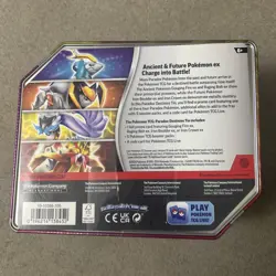 Pokemon Paradox Destinies Tin Gouging Fire ex Tin w/ 5 Booster Packs New Sealed - Image 3