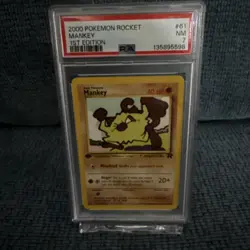 PSA 7 2000 Pokemon Team Rocket #61 Mankey 1st Edition - Image 1