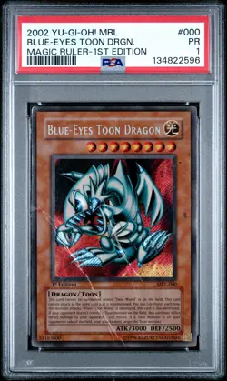 2002 YU-GI-OH! MRL-MAGIC RULER 1ST ED #000 BLUE-EYES TOON DRAGON PSA 1 - Image 1
